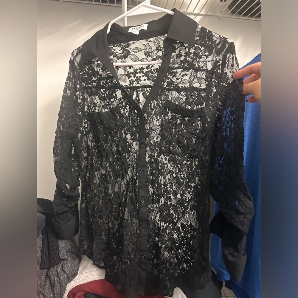 Lace button up